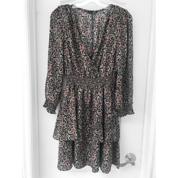 Black Tape/ Dex- Paisley Waist Pleat Vintage-Style Hippie Wrap Dress - Picture 2 of 13